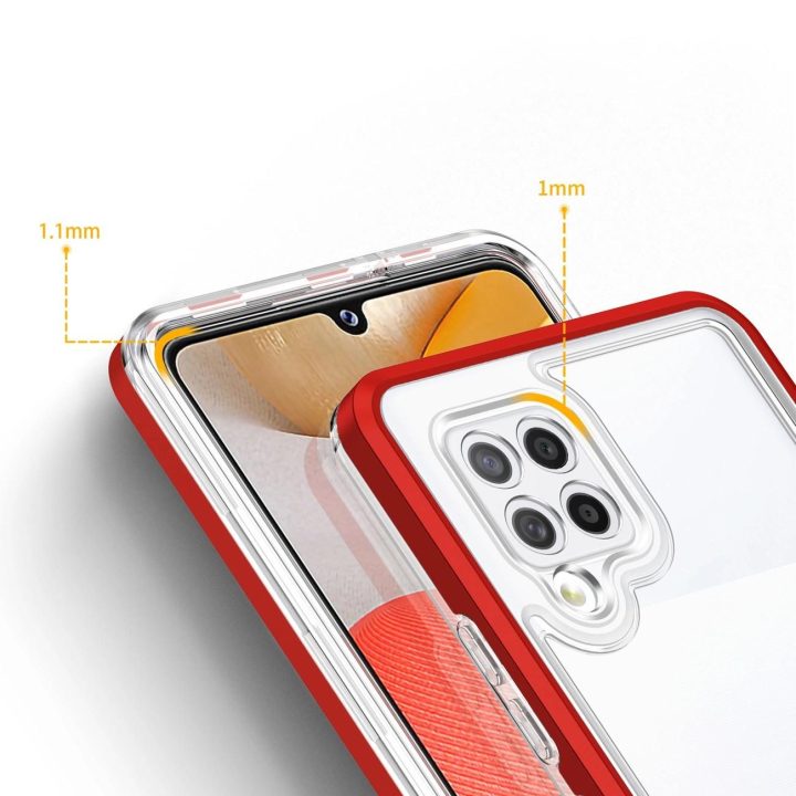 Skaidrus 3in1 korpusas Samsung Galaxy A42 5G Frame Gel Cover Red