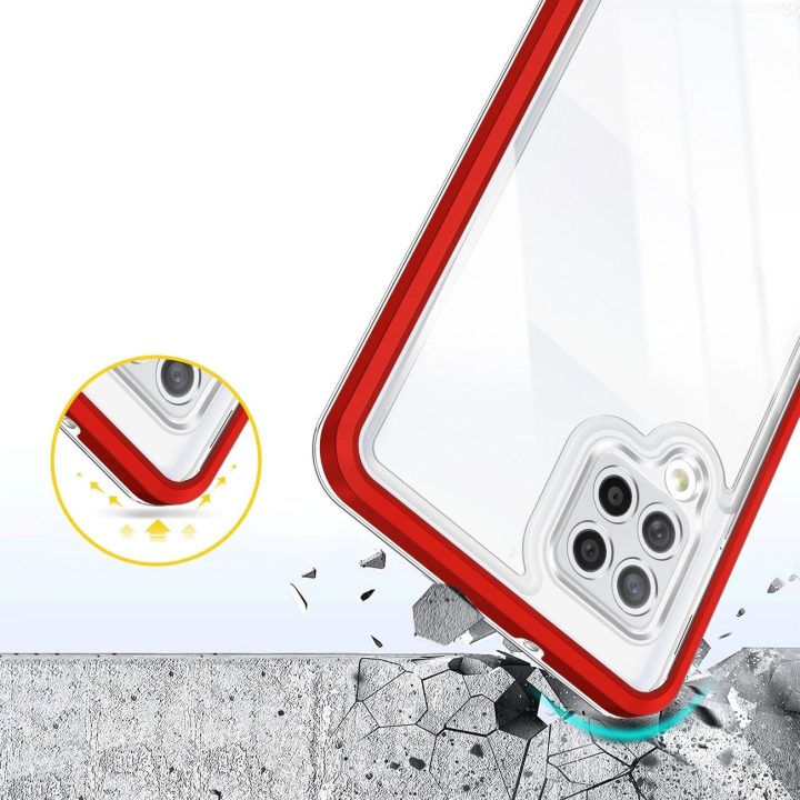 Skaidrus 3in1 korpusas Samsung Galaxy A42 5G Frame Gel Cover Red
