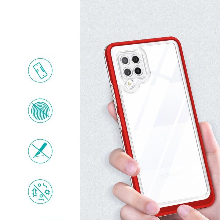 Skaidrus 3in1 korpusas Samsung Galaxy A42 5G Frame Gel Cover Red