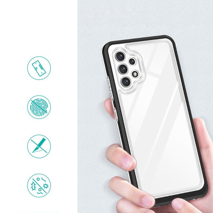 Skaidrus 3in1 korpusas Samsung Galaxy A72 4G Frame Gel Cover Black