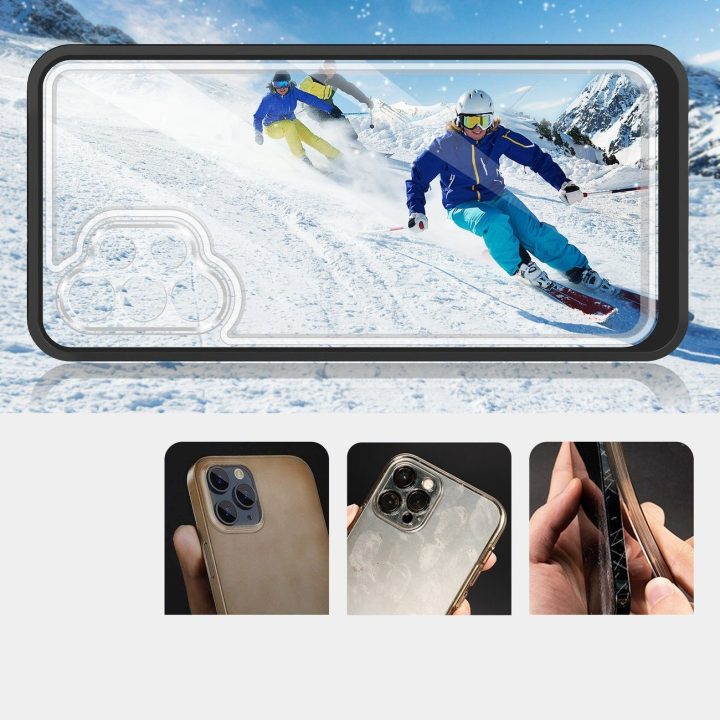 Skaidrus 3in1 korpusas Samsung Galaxy A72 4G Frame Gel Cover Black