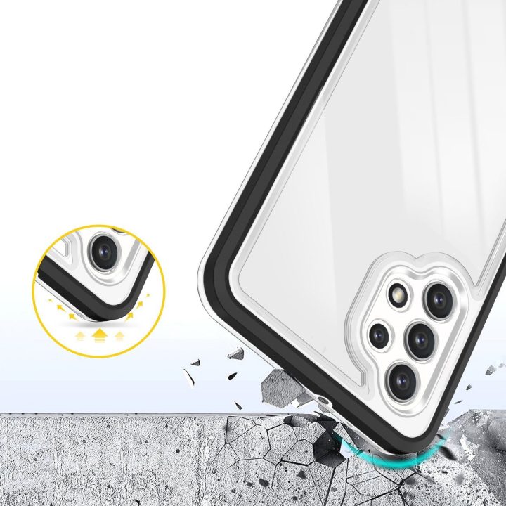 Skaidrus 3in1 korpusas Samsung Galaxy A72 4G Frame Gel Cover Black