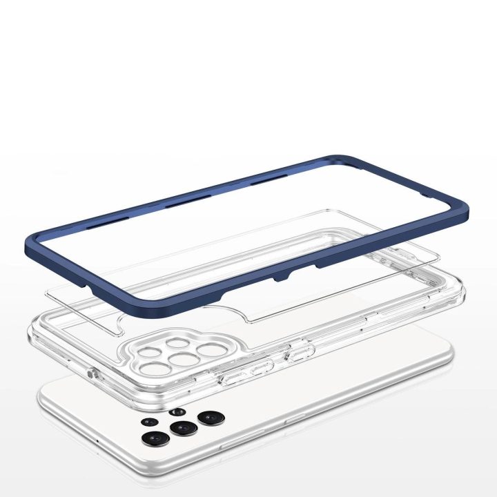 Skaidrus 3in1 korpusas Samsung Galaxy A72 4G Frame Gel Cover Blue