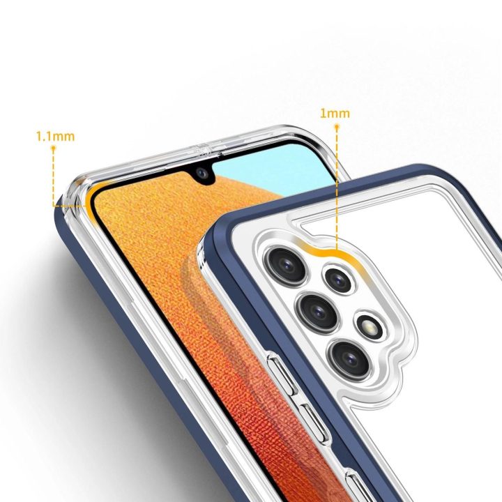 Skaidrus 3in1 korpusas Samsung Galaxy A72 4G Frame Gel Cover Blue