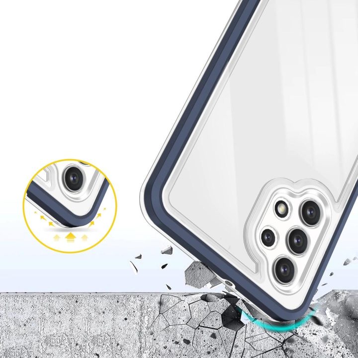 Skaidrus 3in1 korpusas Samsung Galaxy A72 4G Frame Gel Cover Blue