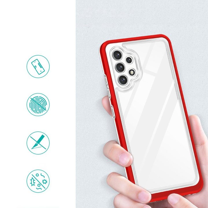 Skaidrus 3in1 korpusas Samsung Galaxy A72 4G Frame Gel Cover Red