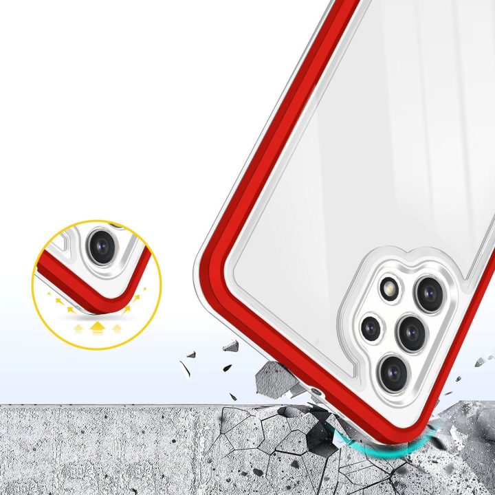 Skaidrus 3in1 korpusas Samsung Galaxy A72 4G Frame Gel Cover Red