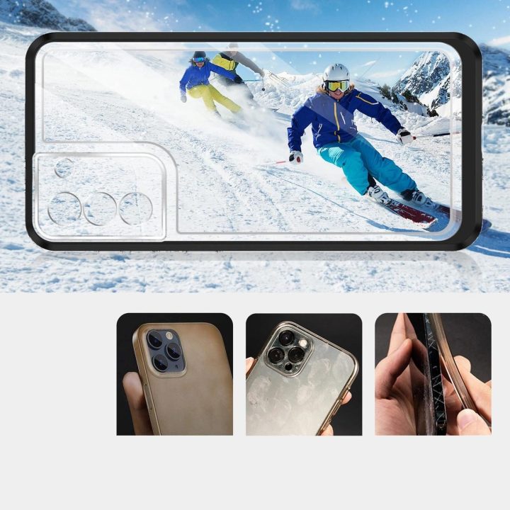 Skaidrus 3in1 korpusas Samsung Galaxy S22 + (S22 Plus) Frame Gel Cover Black