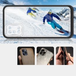 Skaidrus 3in1 dėklas Samsung Galaxy A03s (166) su rėmeliu, geliniu dangteliu, juodas
