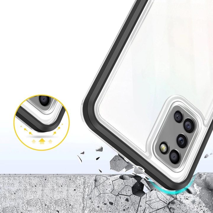 Skaidrus 3in1 dėklas Samsung Galaxy A03s (166) su rėmeliu, geliniu dangteliu, juodas