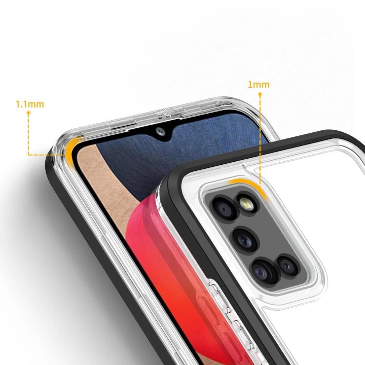 Skaidrus 3in1 dėklas Samsung Galaxy A03s (166) su rėmeliu, geliniu dangteliu, juodas