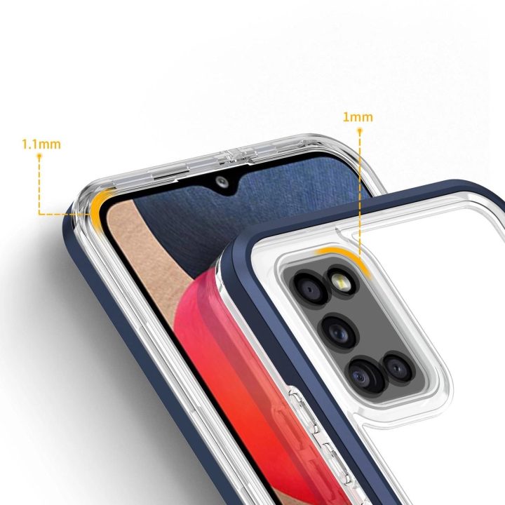 Skaidrus 3in1 dėklas Samsung Galaxy A03s (166), gelinis rėmelis, mėlynas