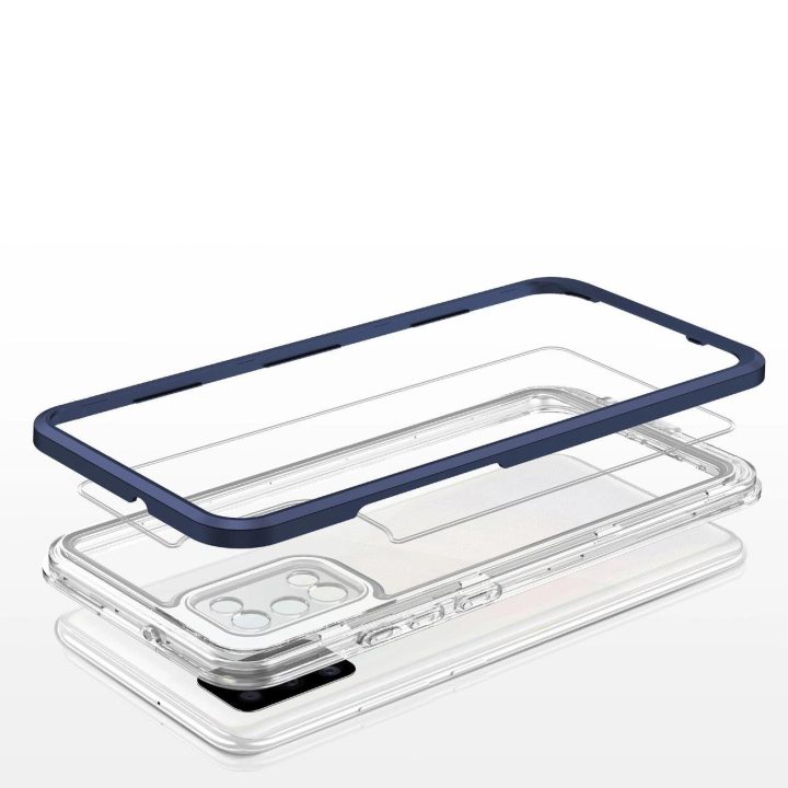 Skaidrus 3in1 dėklas Samsung Galaxy A03s (166), gelinis rėmelis, mėlynas