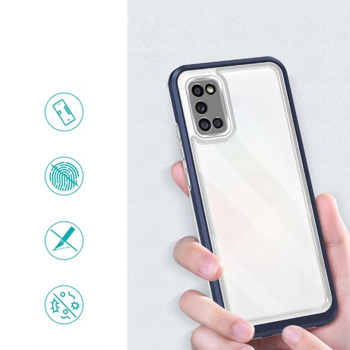 Skaidrus 3in1 dėklas Samsung Galaxy A03s (166), gelinis rėmelis, mėlynas