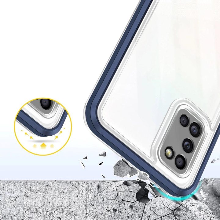 Skaidrus 3in1 dėklas Samsung Galaxy A03s (166), gelinis rėmelis, mėlynas