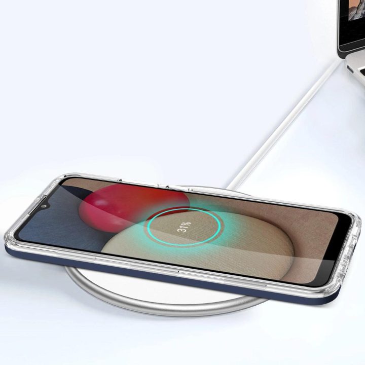 Skaidrus 3in1 dėklas Samsung Galaxy A03s (166), gelinis rėmelis, mėlynas