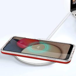 Skaidrus 3in1 dėklas Samsung Galaxy A03s (166) su geliniu rėmeliu, raudonas