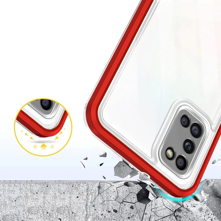 Skaidrus 3in1 dėklas Samsung Galaxy A03s (166) su geliniu rėmeliu, raudonas