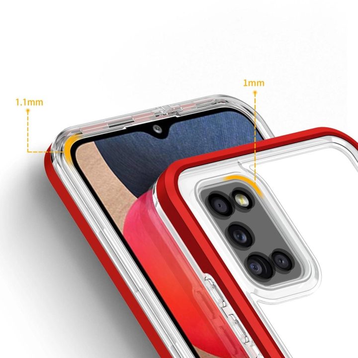 Skaidrus 3in1 dėklas Samsung Galaxy A03s (166) su geliniu rėmeliu, raudonas