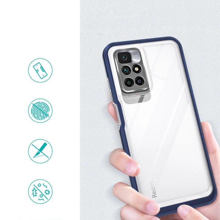 Skaidrus 3in1 korpusas Xiaomi Redmi 10 Frame Gel Cover Blue