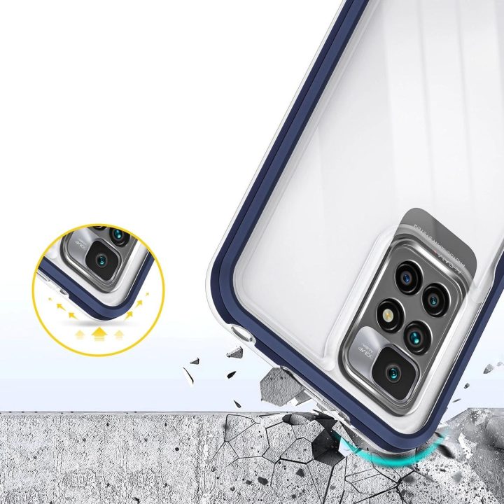 Skaidrus 3in1 korpusas Xiaomi Redmi 10 Frame Gel Cover Blue