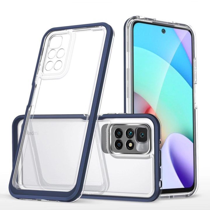 Skaidrus 3in1 korpusas Xiaomi Redmi 10 Frame Gel Cover Blue