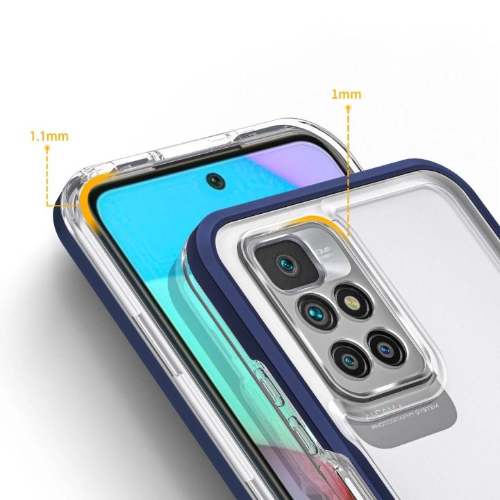 Skaidrus 3in1 korpusas Xiaomi Redmi 10 Frame Gel Cover Blue