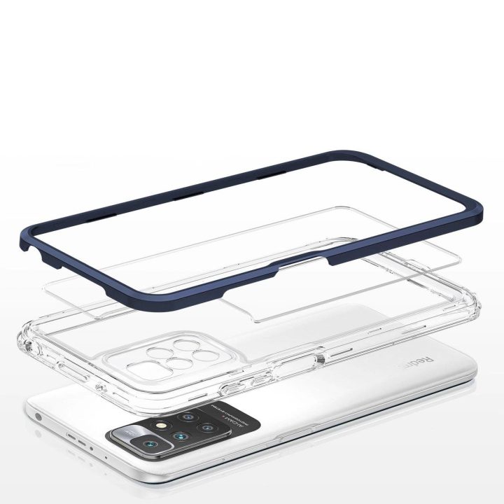 Skaidrus 3in1 korpusas Xiaomi Redmi 10 Frame Gel Cover Blue