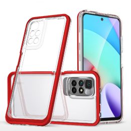Skaidrus 3in1 korpusas, skirtas Xiaomi Redmi 10 Frame Gel Cover Red