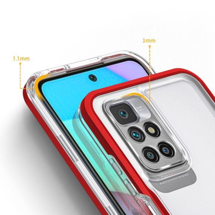 Skaidrus 3in1 korpusas, skirtas Xiaomi Redmi 10 Frame Gel Cover Red
