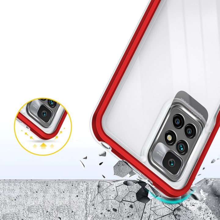 Skaidrus 3in1 korpusas, skirtas Xiaomi Redmi 10 Frame Gel Cover Red