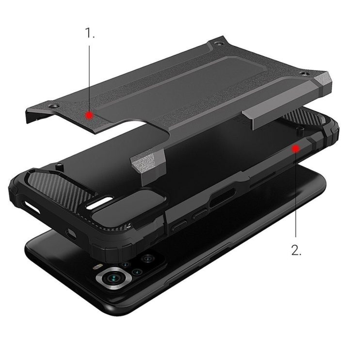 Hibridinis šarvuotas dėklas Tough Rugged Cover, skirtas Xiaomi Poco M4 Pro 5G black