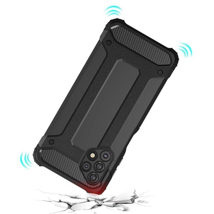 Hybrid Armor Case tvirtas, atsparus dėklas, skirtas Samsung Galaxy A73 , juodos spalvos