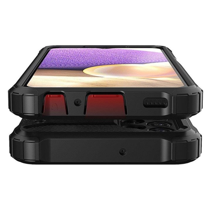 Hybrid Armor Case tvirtas, atsparus dėklas, skirtas Samsung Galaxy A73 , juodos spalvos