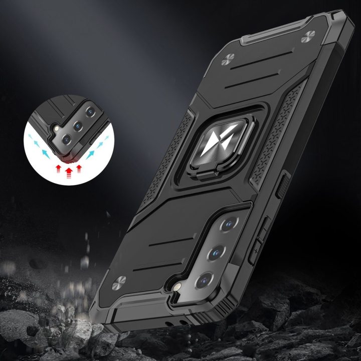 Ring Armor Tough Hybrid Case Cover + Magnetinis laikiklis, skirtas Samsung Galaxy S22 Ultra gold