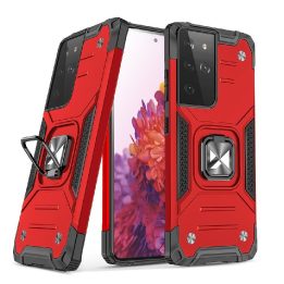 Ring Armor tvirtas hibridinis dėklas + magnetinis laikiklis, skirtas Samsung Galaxy S22 Ultra red
