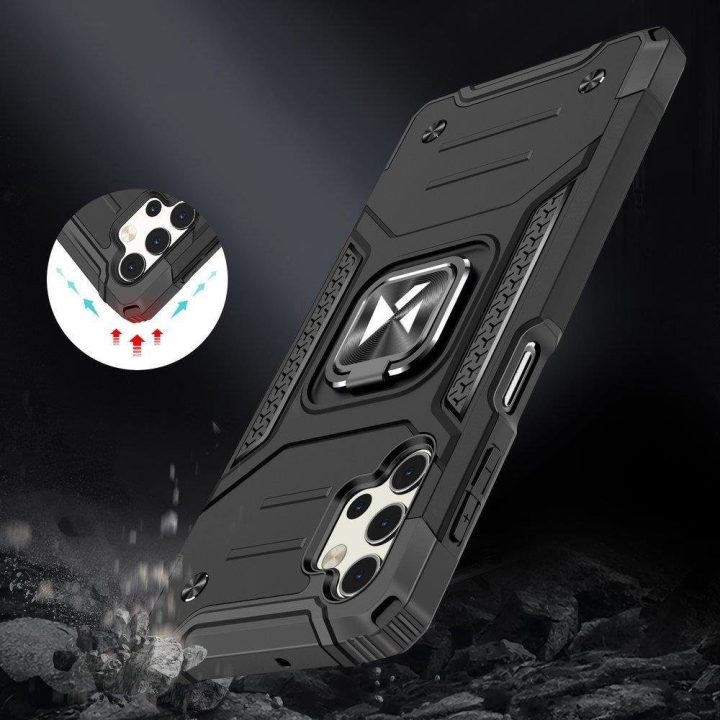 Ring Armor šarvuotas hibridinis dėklas + magnetinis laikiklis, skirtas Samsung Galaxy A73 , auksinis