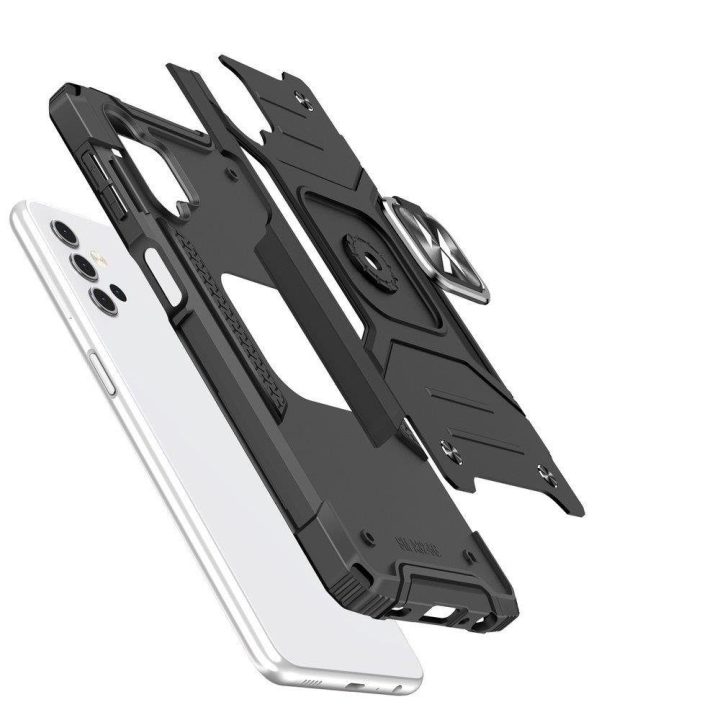 Ring Armor tvirtas hibridinis dėklas + magnetinis laikiklis, skirtas Samsung Galaxy A73 , mėlynas