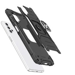 Ring Armor tvirtas hibridinis dėklas + magnetinis laikiklis, skirtas Samsung Galaxy A73 , juodas