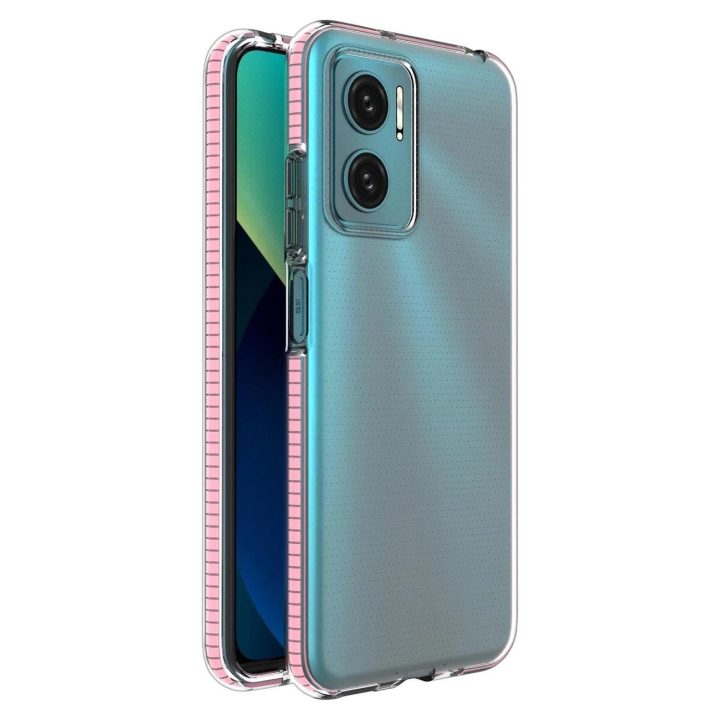 Pavasarinis korpuso dangtelis, gelinis TPU dangtelis su spalvotu rėmeliu, skirtas Xiaomi Redmi 10 , šviesiai rožinis