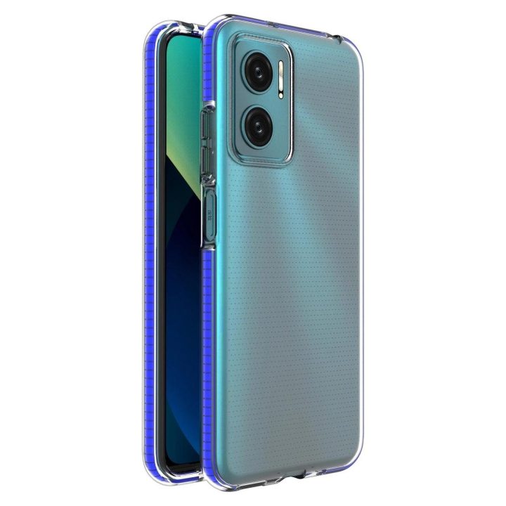 Pavasarinis korpuso dangtelis gelinis dangtelis su spalvotu rėmeliu, skirtas Xiaomi Redmi 10 , tamsiai mėlynas