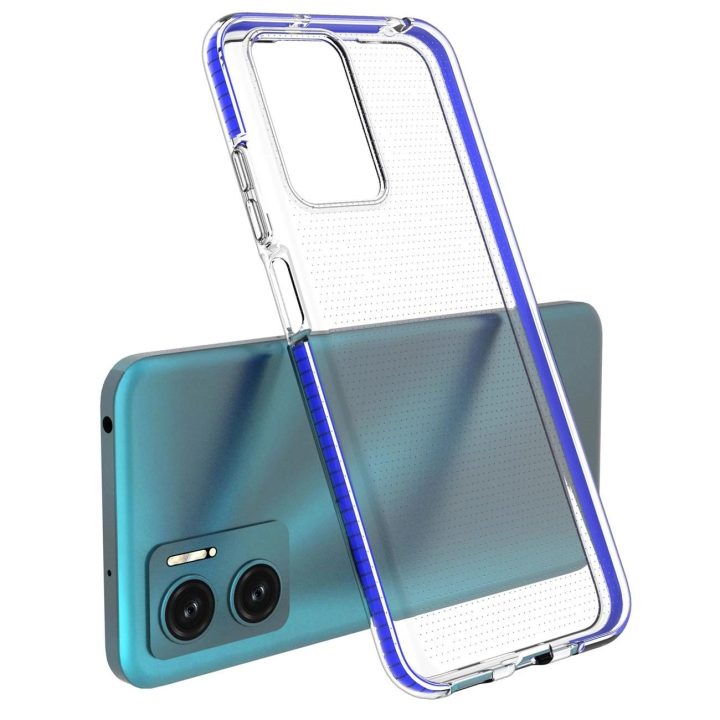 Pavasarinis korpuso dangtelis gelinis dangtelis su spalvotu rėmeliu, skirtas Xiaomi Redmi 10 , tamsiai mėlynas