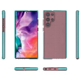 Pavasarinis korpuso dangtelis gelinis dangtelis su spalvotu rėmeliu, skirtas Samsung Galaxy S22 Ultra , tamsiai mėlynas