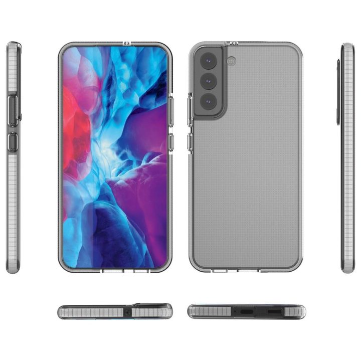 Samsung Galaxy S22 + (S22 Plus) tamsiai mėlynas pavasarinis korpuso dangtelis su spalvotu rėmeliu