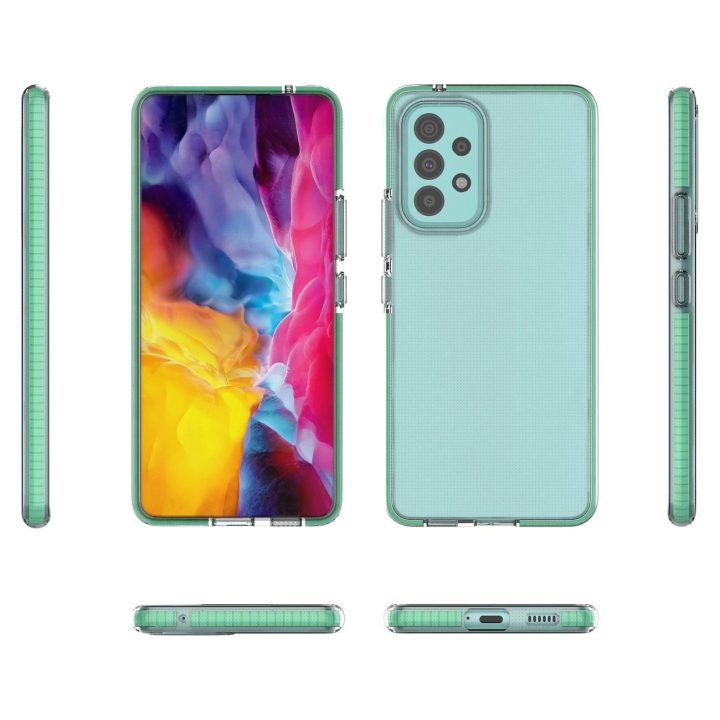 Pavasarinis korpuso dangtelis, gelinis TPU dangtelis su spalvotu rėmeliu, skirtas Samsung Galaxy A73 , juodas