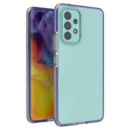 Pavasarinis korpuso dangtelis gelinis dangtelis su spalvotu rėmeliu, skirtas Samsung Galaxy A73 , tamsiai mėlynas