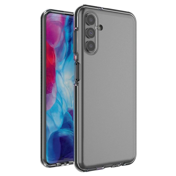 Pavasarinis korpuso dangtelis gelinis dangtelis su spalvotu rėmeliu, skirtas Samsung Galaxy A13 5G , juodos spalvos