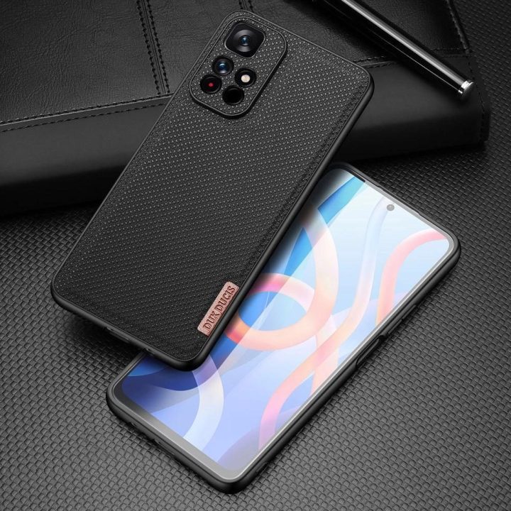 Fino korpuso dangtelis, padengtas nailono medžiaga Poco M4 Pro 5G juodas