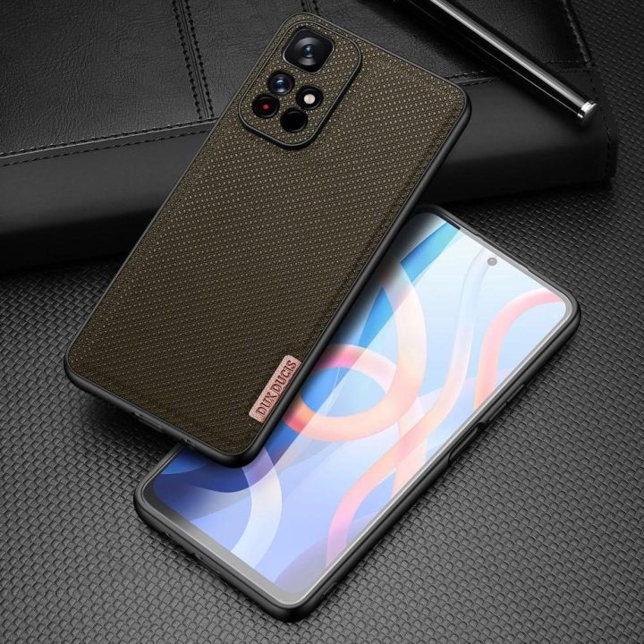 Fino dėklo dangtelis, padengtas nailono medžiaga Poco M4 Pro 5G green