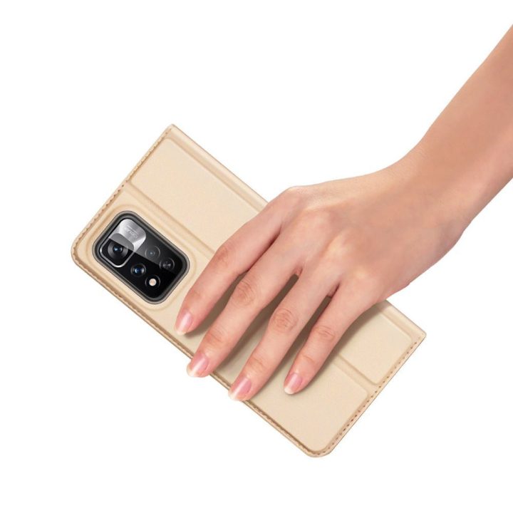 Skin Pro Holster dėklo dangtelis Flip Poco M4 Pro 5G auksinis